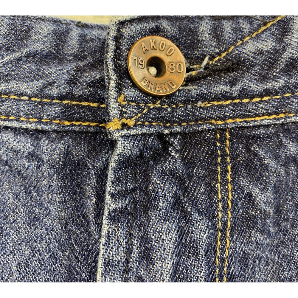 Akoo Brand Retro Y2K Mens Size 34"x32" Dark Wash Straight Cut Denim Jeans Grunge - Picture 5 of 8